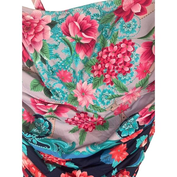 Jonny Was Floral Tank Swim XL One Piece Japer Tropical Resort Vacation Preppy - Picture 5 of 15